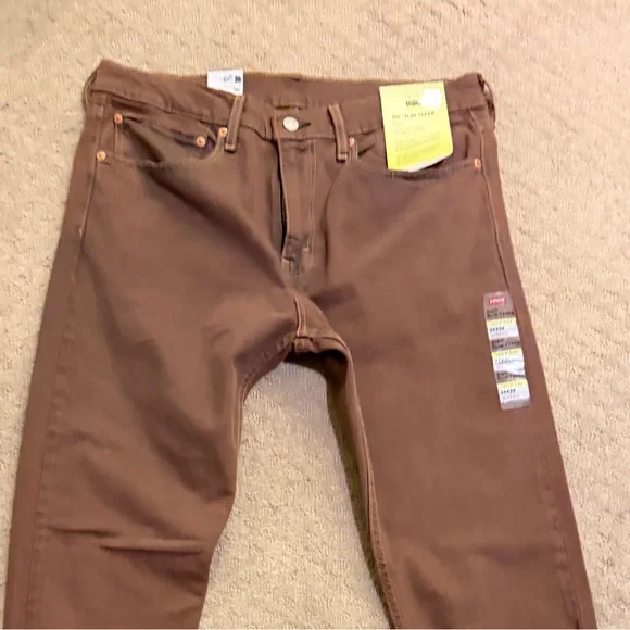 NWT Levi's Mens 512 1188 Acid Brown Raw Hem Slim Taper Denim Jeans 34*34 - Picture 2 of 5